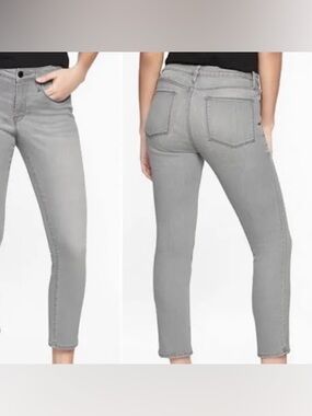 Athleta Sculptek Skinny Jeans Light Gray Ankle Skinny crop Jeans sz 6 flex